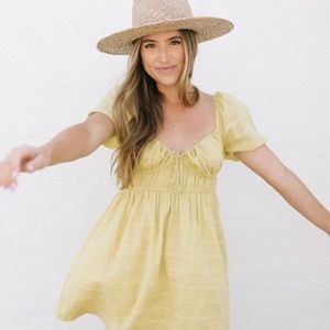 Solai the label green puff sleeve retro dress